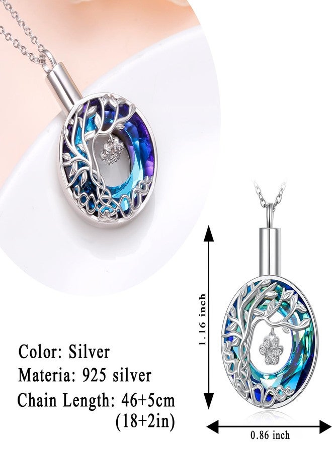 DAOCHONG Pet Cremation Jewelry 925 Sterling Silver Paw Print Tree of Life Urn Necklaces for Ashes Pet Ashes Necklace for Dog/Cat Paw Print Ashes Urn Pendant Necklace Keepsake Jewelry Gift for Women Men - Image 2
