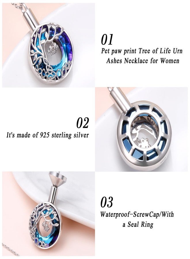 DAOCHONG Pet Cremation Jewelry 925 Sterling Silver Paw Print Tree of Life Urn Necklaces for Ashes Pet Ashes Necklace for Dog/Cat Paw Print Ashes Urn Pendant Necklace Keepsake Jewelry Gift for Women Men - Image 3