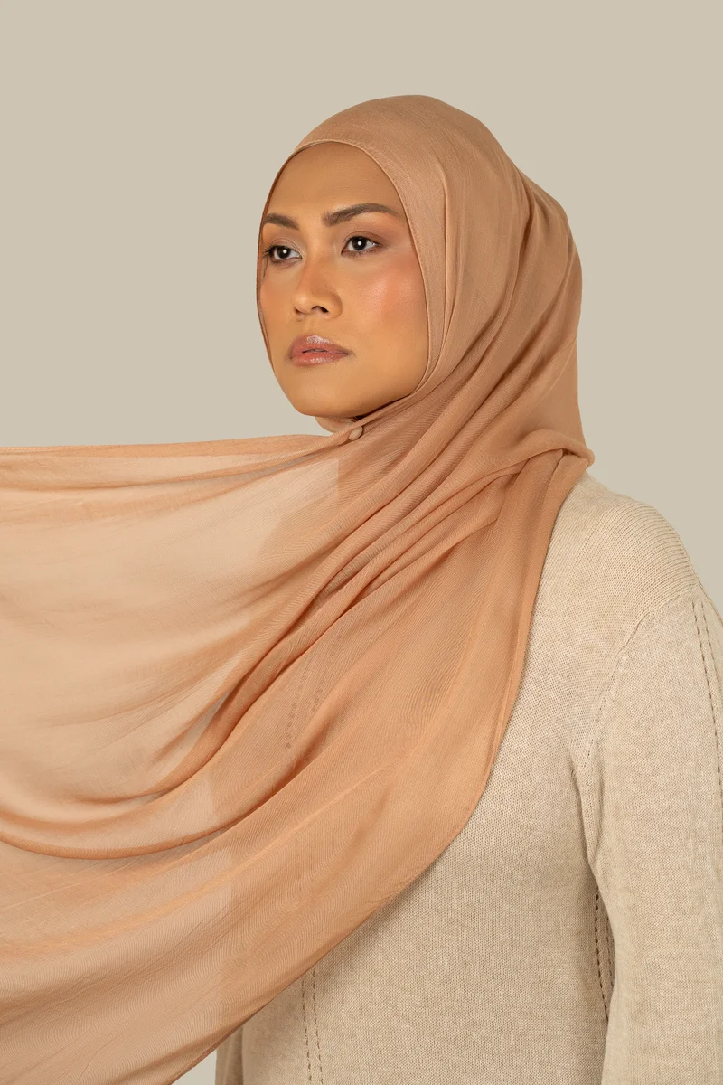 silqrose  Warm Coral Fine Weave Modal Hijab - Maxi for Women | Best Price UAE