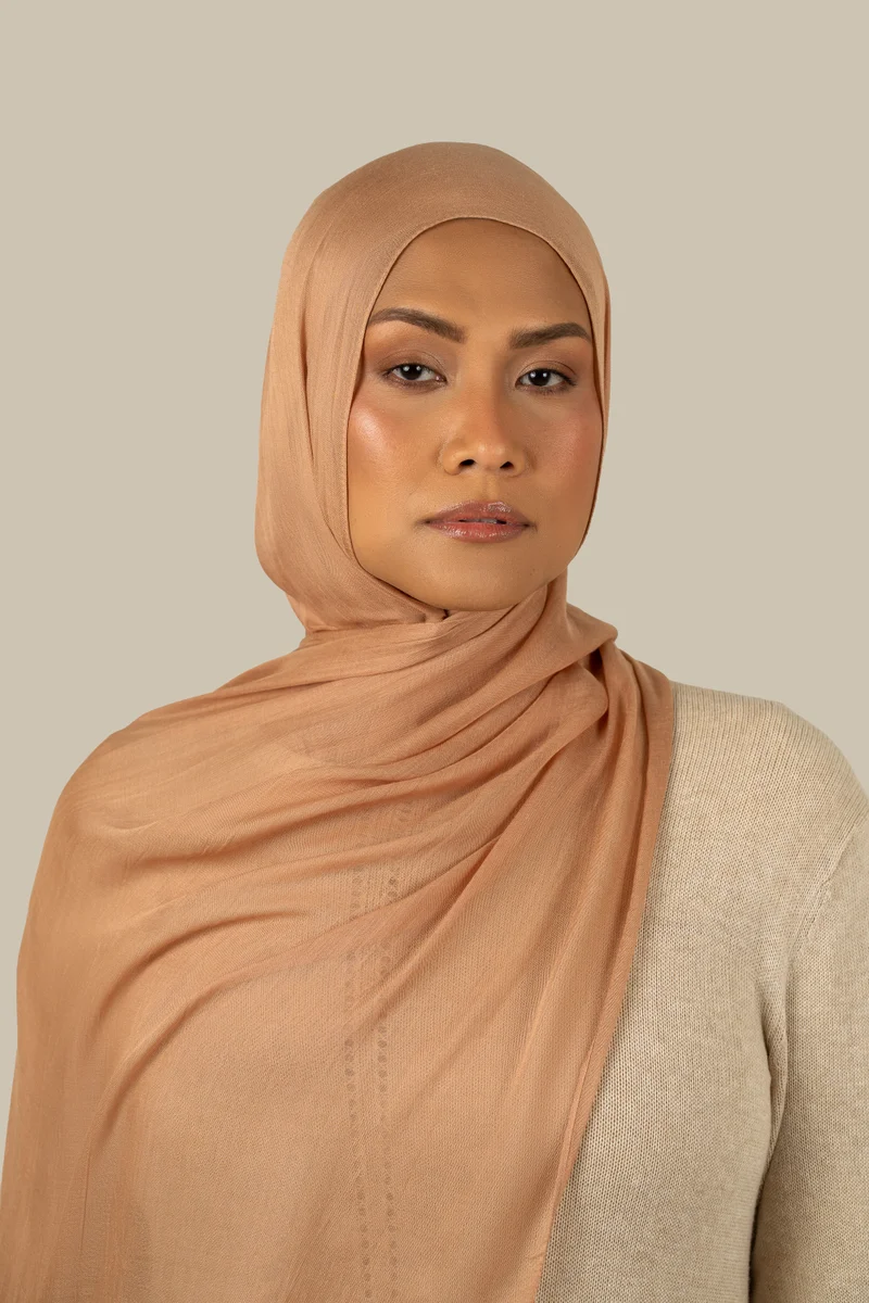 silqrose Warm Coral Fine Weave Modal Hijab