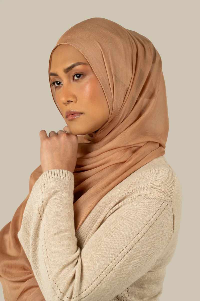 silqrose Warm Coral Fine Weave Modal Hijab