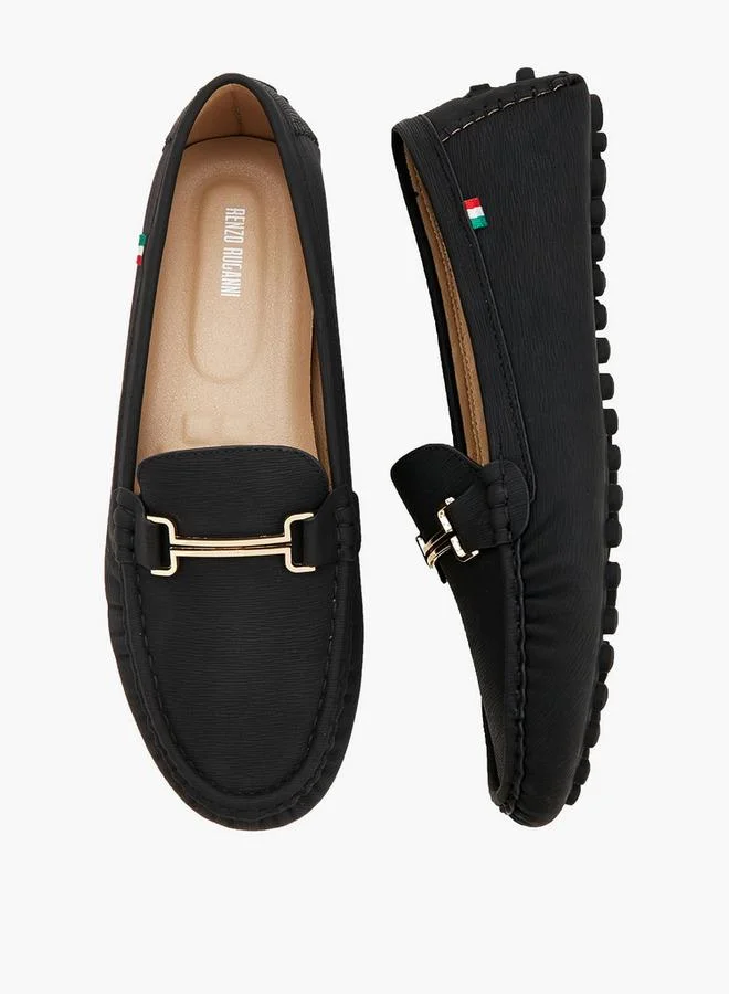 Renzo Ruganni BLACK Women Slip-On Moccasins for Women | Best Price UAE