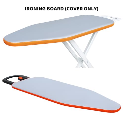 Mivu Comfy Press Aluminized Ironing Board Cover | Heat Reflective & Scorch Resistant | Suitable for 110 x 38 cm Boards | With Thick Foam Padding & Elastic Edges | (Silver & Orange) | Cover Only - Image 3