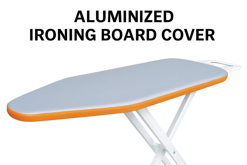 Mivu Comfy Press Aluminized Ironing Board Cover | Heat Reflective & Scorch Resistant | Suitable for 110 x 38 cm Boards | With Thick Foam Padding & Elastic Edges | (Silver & Orange) | Cover Only - Image 5