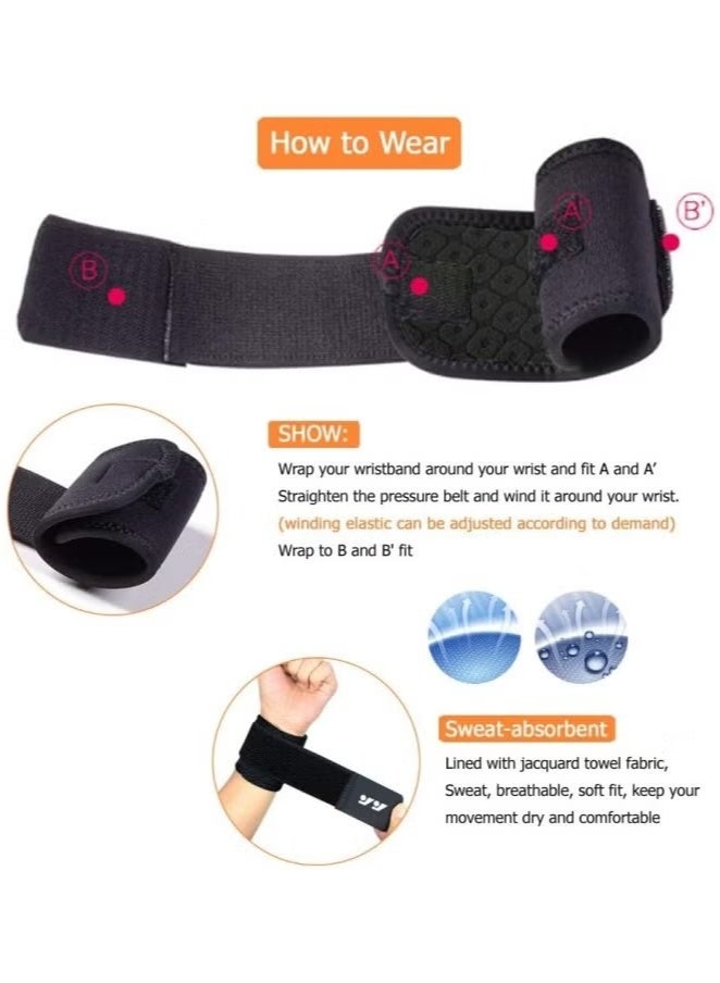 BUPY 2 Pack Wrist Brace Adjustable Wrist Support, Wrist Straps for Fitness Weightlifting, Tendonitis, Carpal Tunnel Arthritis, Highly Elastic Wrist Wraps for Relief Wrist Pain(Black) - Image 5