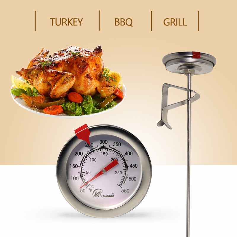 KT THERMO Candy/Deep Fry Thermometer with Instant Read,Dial Thermometer,12" Stainless Steel Stem Meat Cooking Thermometer,Best for Turkey,BBQ,Grill,Analog display - Image 5