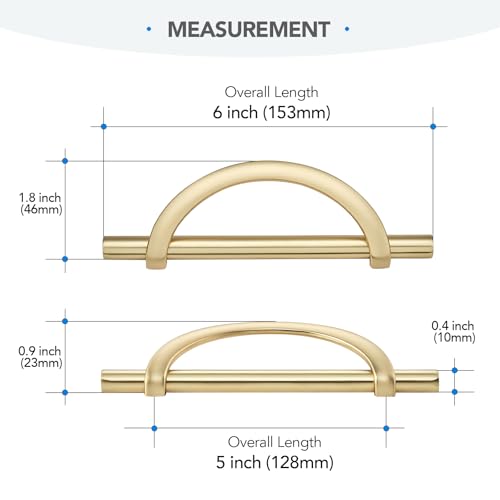 HOME EDIT Brushed Brass Cabinet Pulls, 5 Inch Hole Center, 128 mm, Curved Design Cabinet Handles for Kitchen,Cupboard, Drawer & Bathroom 10 Pack - Image 2