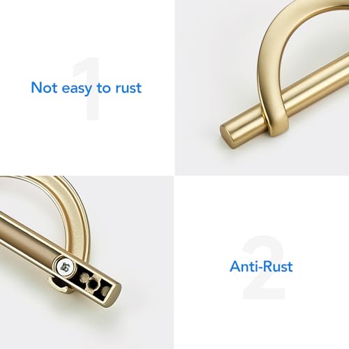 HOME EDIT Brushed Brass Cabinet Pulls, 5 Inch Hole Center, 128 mm, Curved Design Cabinet Handles for Kitchen,Cupboard, Drawer & Bathroom 10 Pack - Image 3