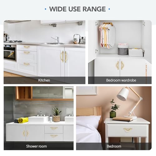 HOME EDIT Brushed Brass Cabinet Pulls, 5 Inch Hole Center, 128 mm, Curved Design Cabinet Handles for Kitchen,Cupboard, Drawer & Bathroom 10 Pack - Image 5