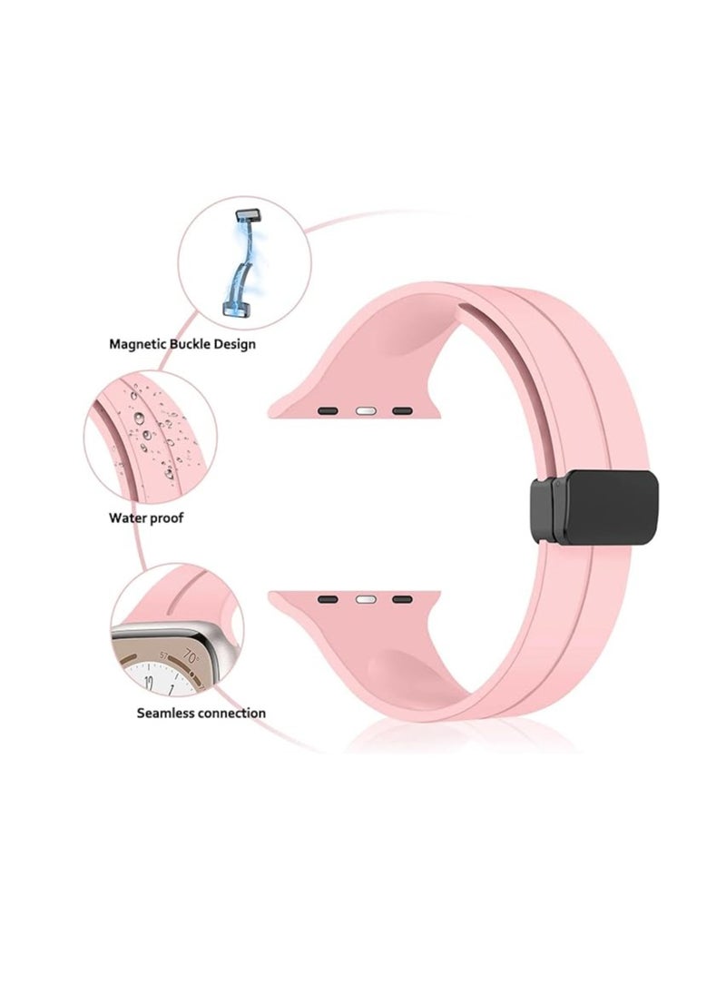 Generic - Silicone Magnetic Strap for Apple Watch Ultra Band 49mm 45mm 44mm 42mm Men/Women, Soft Sport Silicone Replacement Wristband Strap for iwatch Series 9/8/7/6/5/4/3/2/SE/Ultra2 - Image 1