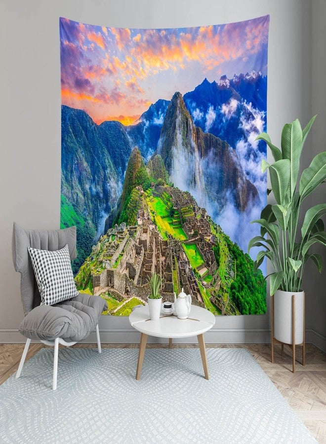Loccor Machu Picchu Tapestry Cusco Peru Lost Inca City Agricultural Terrace Sunrise Mountain Peak Wall Hanging Peruvian Historic Sanctuary Tapestry for Living Room Bedroom Dorm Home Decor 60x40inch - Image 4