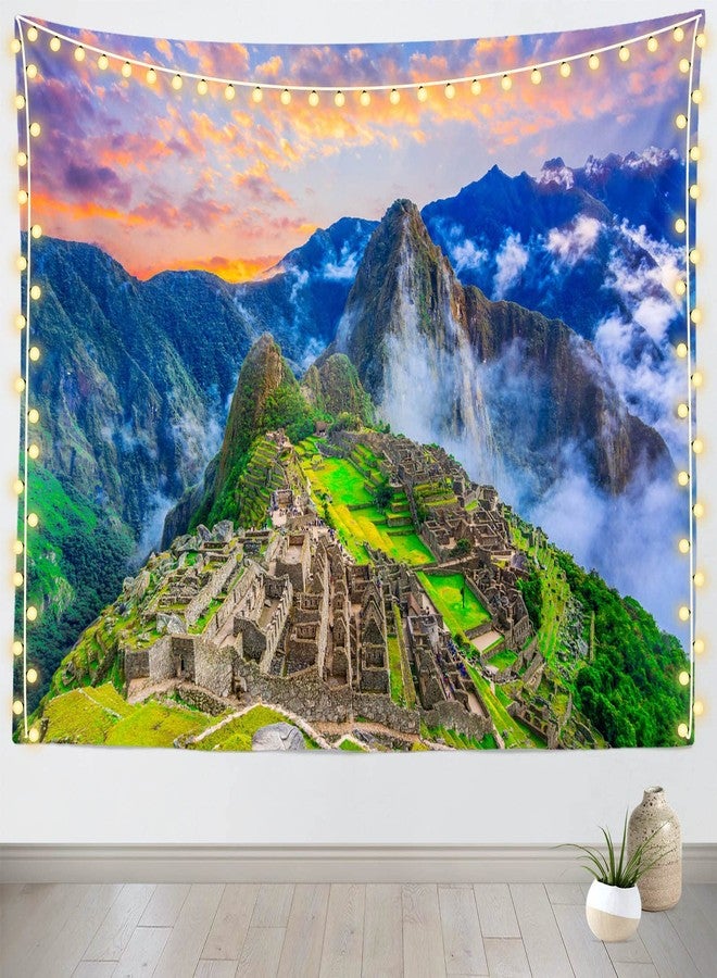Loccor Machu Picchu Tapestry Cusco Peru Lost Inca City Agricultural Terrace Sunrise Mountain Peak Wall Hanging Peruvian Historic Sanctuary Tapestry for Living Room Bedroom Dorm Home Decor 60x40inch - Image 5