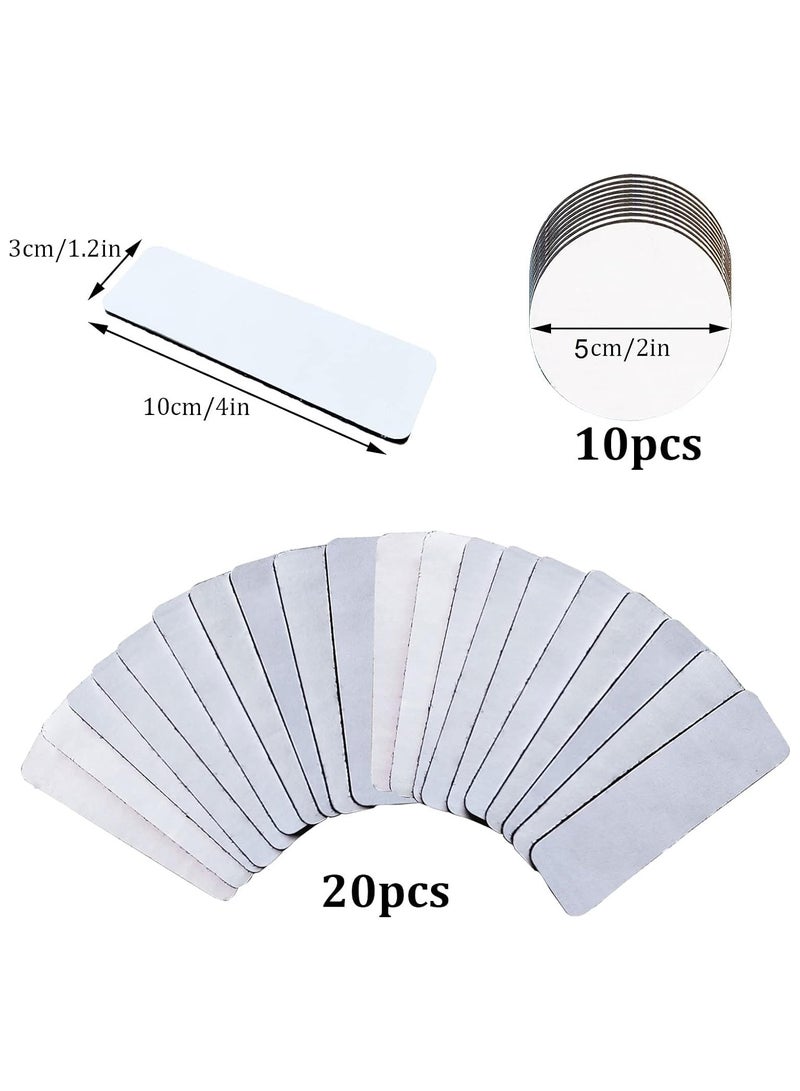 Generic 30PCS Double Side Tapes, 2 Style Mounting Pad Heavy Duty Strong Hook and Loop Tape Strips Self Adhesive Waterproof Sticky Pads for Home Office(Rectangle/Round)  - Image 2