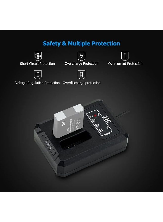 JJC NB-13L Battery Charger Dual Charger Build-in USB Cable,Compatible with Canon G7X Mark III G9 X Mark II G7 X Mark II G5X Mark II G1 X Mark III SX740 HS SX730 HS SX720 HS SX620 HS G9 X G7 X G5 X - Image 2