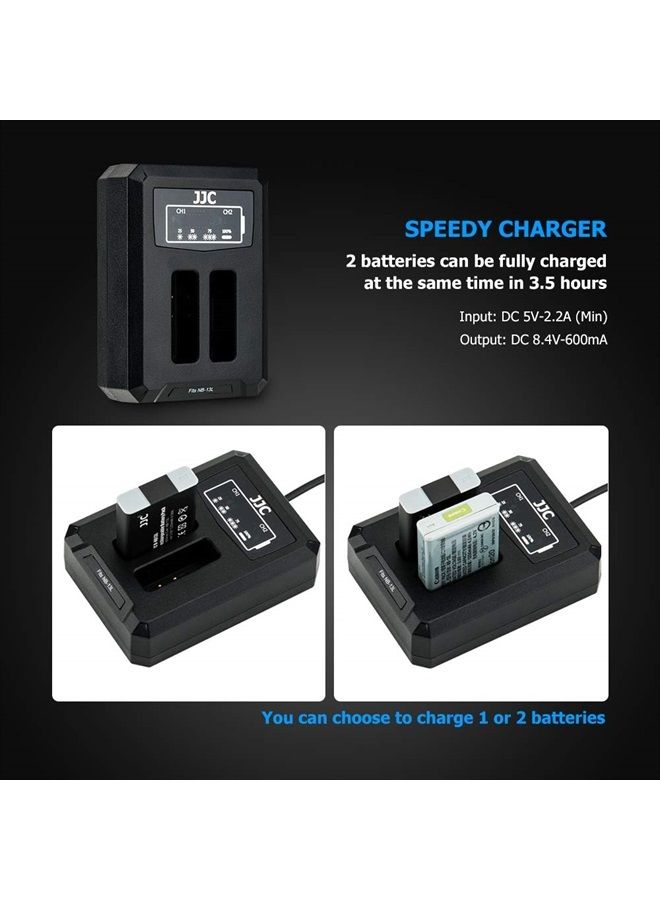 JJC NB-13L Battery Charger Dual Charger Build-in USB Cable,Compatible with Canon G7X Mark III G9 X Mark II G7 X Mark II G5X Mark II G1 X Mark III SX740 HS SX730 HS SX720 HS SX620 HS G9 X G7 X G5 X - Image 4