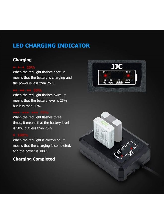 JJC NB-13L Battery Charger Dual Charger Build-in USB Cable,Compatible with Canon G7X Mark III G9 X Mark II G7 X Mark II G5X Mark II G1 X Mark III SX740 HS SX730 HS SX720 HS SX620 HS G9 X G7 X G5 X - Image 5