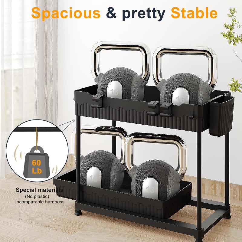 Sevenblue 2 Pack Multi-Purpose Under Sink Organizers and Storage, 2026 Pull Out Cabinet Organizer for Bathroom & Kitchen, Under Cabinet Organizer with Hooks Hanging cup, Black - Image 3