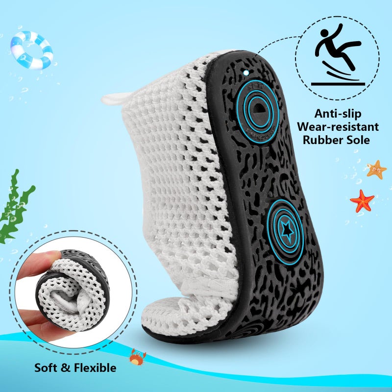 BARERUN Toddler Water Shoes Kids Boys Girls Quick Dry Barefoot Aqua Shoes Swim Pool Beach Shoes Non Slip Breathable Sandals Lightweight Summer House Slippers WhiteHole 6.5-7 - Image 4