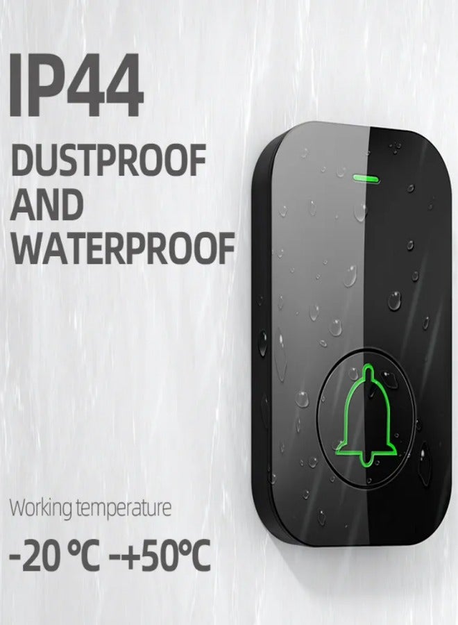 Captaintech Waterproof Wireless Doorbell with LED Flash, Over 1000 Feet Range, 60 Sounds and 5 Levels of Volume, Cordless Doorbell for Home, Office, Apartment, Hotel, Warehouse and Anti-Theft Black 2 transmitters, 1 receiver - Image 4