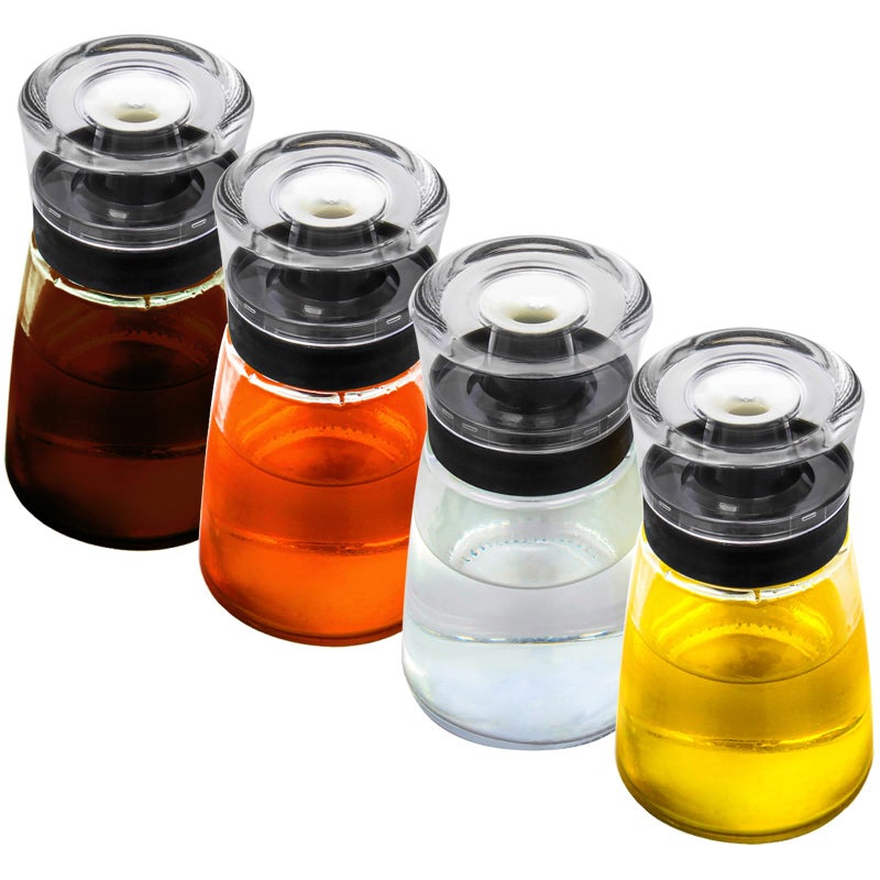 TINMIX Leak-proof Oil Dispenser Bottle for Outdoor Camping, 160 ml/5.4 oz Glass Olive Oil and Vinegar Cruet, Well Sealed for Picnic Kitchen, 4 Pack - Image 1