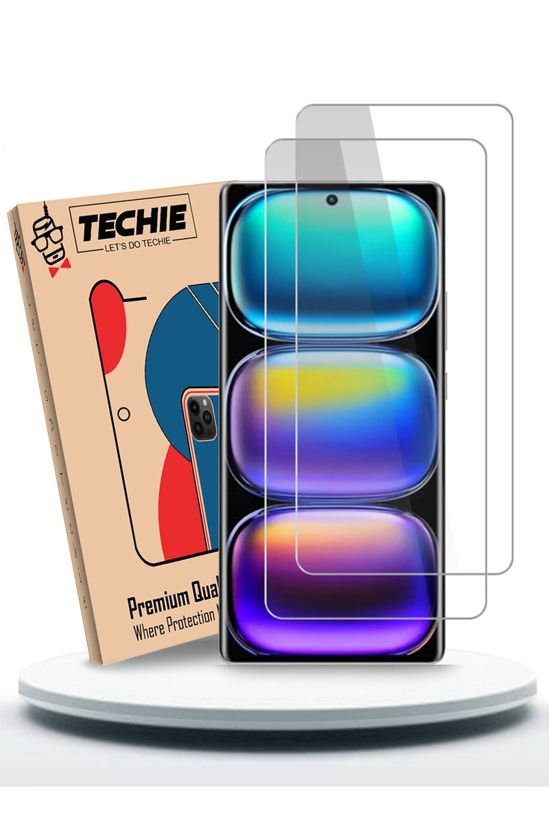 Techie حماية شاشة زجاجية مقسّاة HD بحجم 2 عبوة لجهاز Infinix Hot 50 5G - مضادة للانعكاس ومضادة للفقاعات بصلابة 9H وسمك 0.33 مم وحواف مدورة وسهولة في التركيب - Image 1