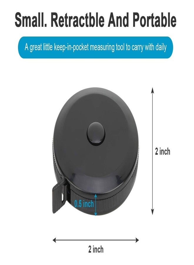 Galaxy Tape Measure for Body, Measurements Tape Retractable Measuring Tape for Cloth, Sewing, Tailor, Fabric, and Crafts, Small Tape Measure with Push Button (Retractable Dual Sided Black) - Image 5