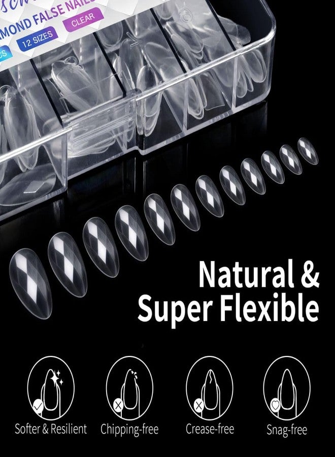 QUEENFINGER Soft Gel Nail Tips, 120pcs 3D Diamond-Shaped Fake Nails Extension, 12 Sizes Full Cover Clear Press-On Tip, Natural Rhombus Lattice (Clear Diamond, 02) - Image 5
