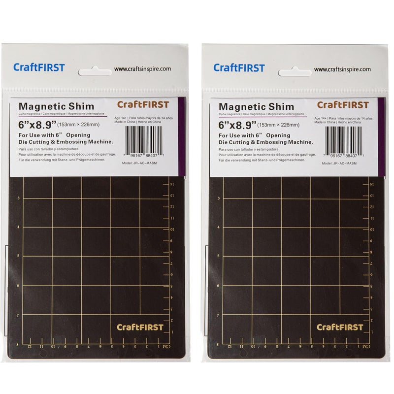 CraftFIRST 6 x 9 Magnetic Shim with Popular Card Size Grids Die Cutting Accessaries 2 Shims - Image 1