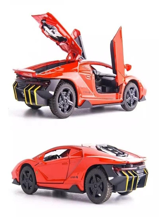 PEZYOX Metal car Toy Lamborgheni LP770 Alloy Diecast Collectible Toy Vehicle with Light and Sound Pull Back Toy Car for Boys (Red) - Image 2