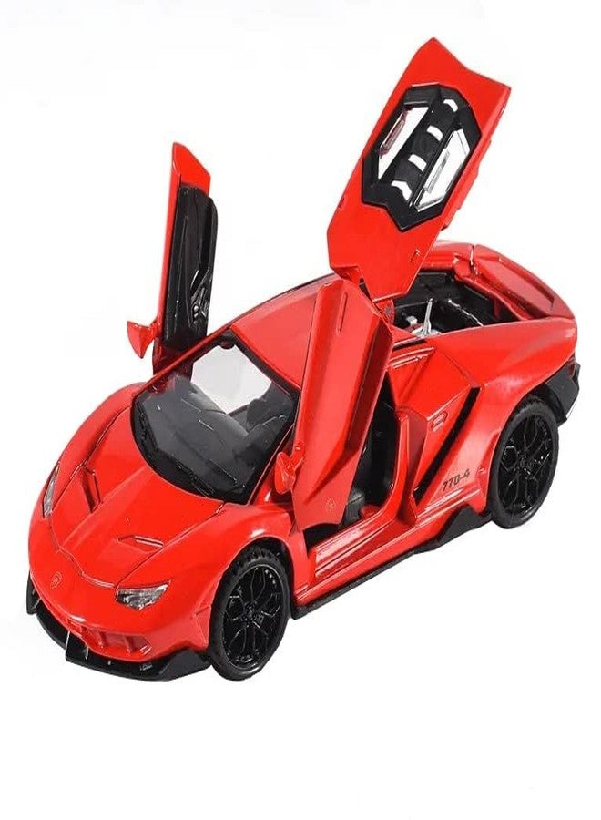 PEZYOX Metal car Toy Lamborgheni LP770 Alloy Diecast Collectible Toy Vehicle with Light and Sound Pull Back Toy Car for Boys (Red) - Image 1