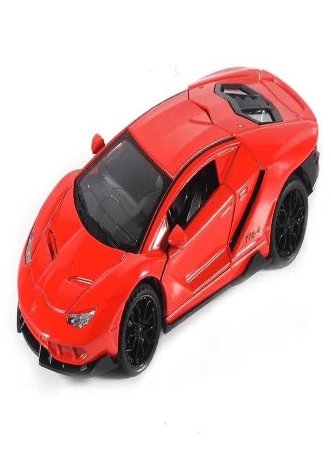 PEZYOX Metal car Toy Lamborgheni LP770 Alloy Diecast Collectible Toy Vehicle with Light and Sound Pull Back Toy Car for Boys (Red) - Image 4