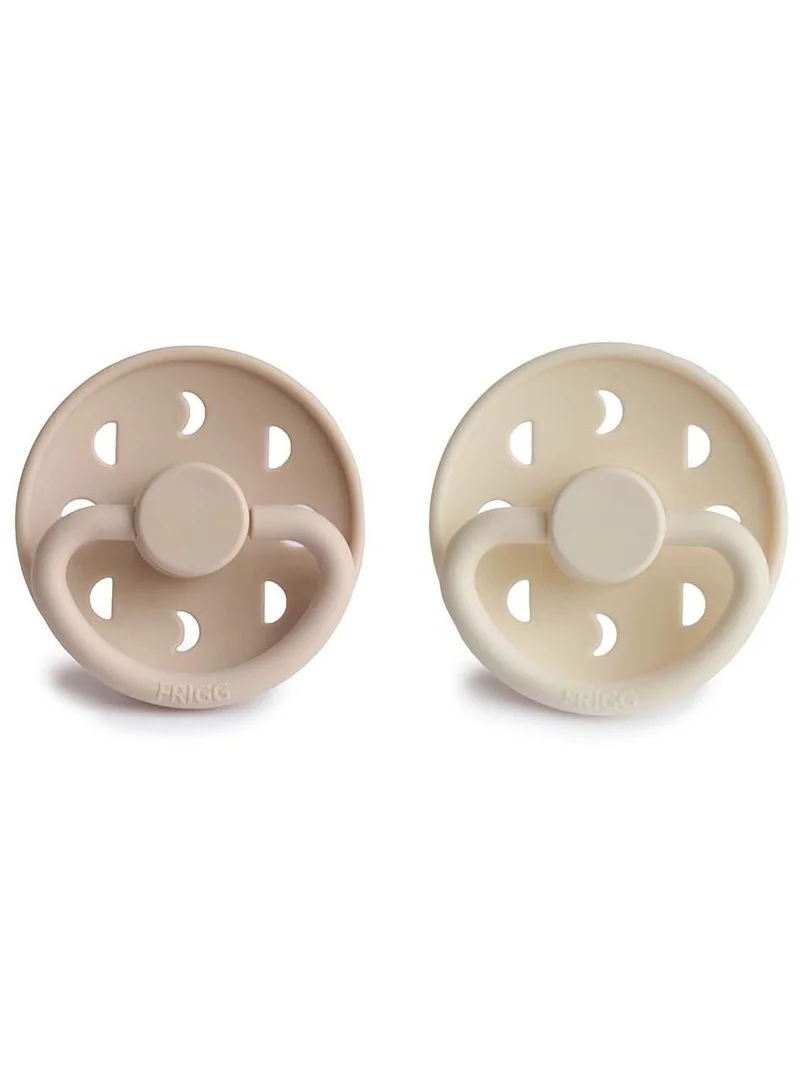 FRIGG Pack Of 2 Moon Phase Silicone Baby Pacifier 0-6M, Cream/Croissant - Size 1