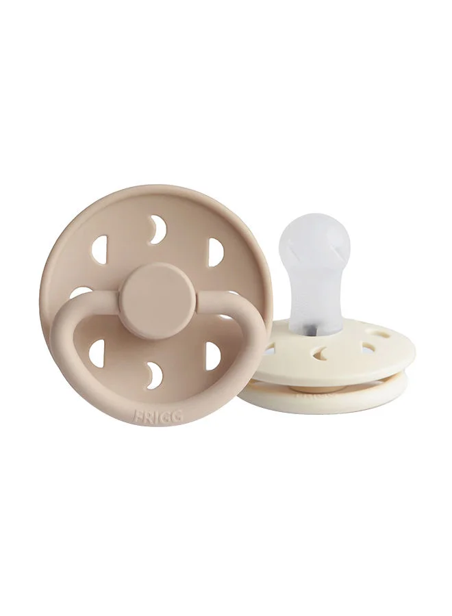 FRIGG Pack Of 2 Moon Phase Silicone Baby Pacifier 0-6M, Cream/Croissant - Size 1