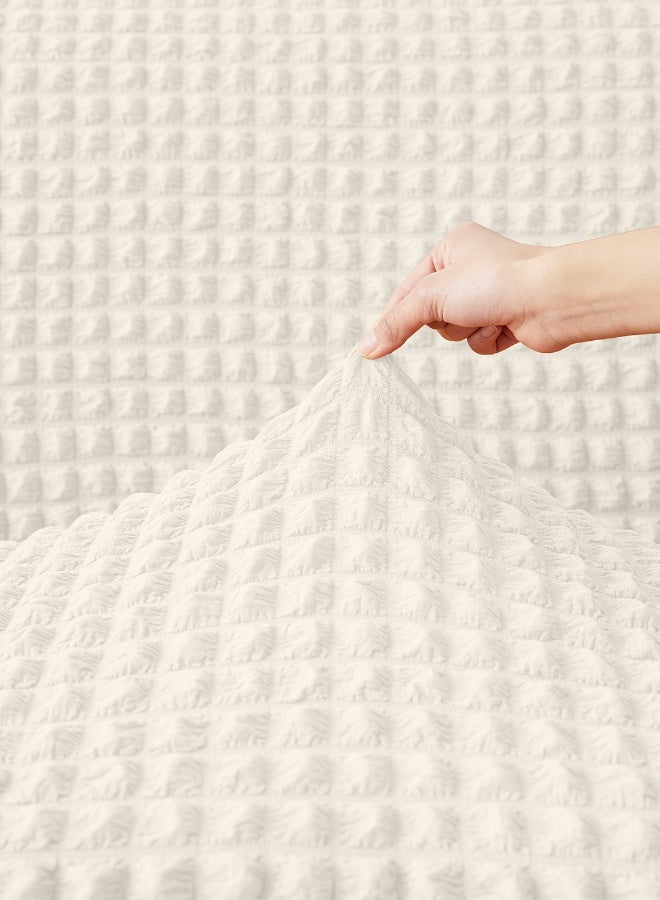 ايست من نون غطاء أريكة 3D قابل للتمدد، قماش ناعم - رائع لحماية الأثاث - مقعدين (140-180 سم) - لون كريمي - Image 3