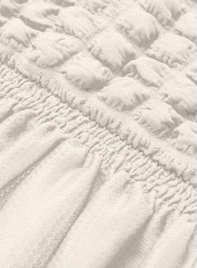 ايست من نون غطاء أريكة 3D قابل للتمدد، قماش ناعم - رائع لحماية الأثاث - مقعدين (140-180 سم) - لون كريمي - Image 5