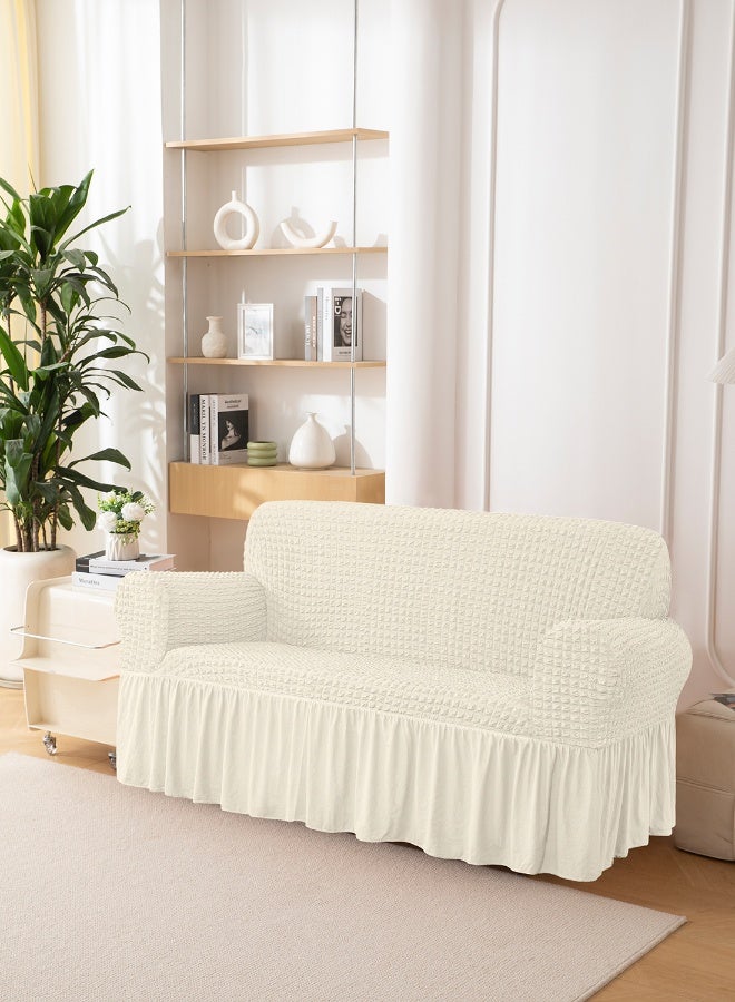 ايست من نون غطاء أريكة 3D قابل للتمدد، قماش ناعم - رائع لحماية الأثاث - مقعدين (140-180 سم) - لون كريمي - Image 2
