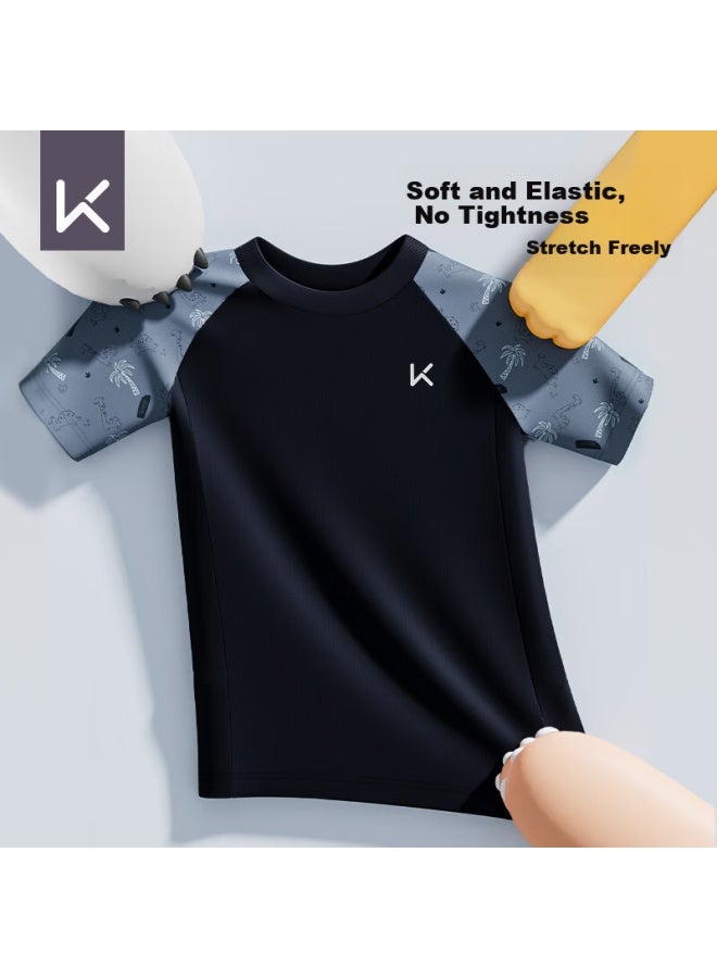 Keep Boys' Swimwear Kids Children's Swimming Suit Large Child Youth Two-piece Thermal Spa Set Black 150 - Image 2