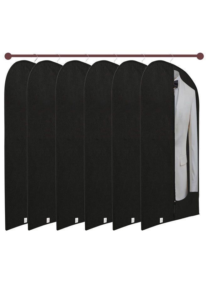 Kuber Industries Kuber Industries Pack of 6 Coat Covers | Blazer Cover for Men | Jacket Covers with Zip | Dustproof Storage Bag | Half Transparent Suit Bag | Black - Image 1