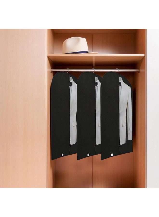Kuber Industries Kuber Industries Pack of 6 Coat Covers | Blazer Cover for Men | Jacket Covers with Zip | Dustproof Storage Bag | Half Transparent Suit Bag | Black - Image 2