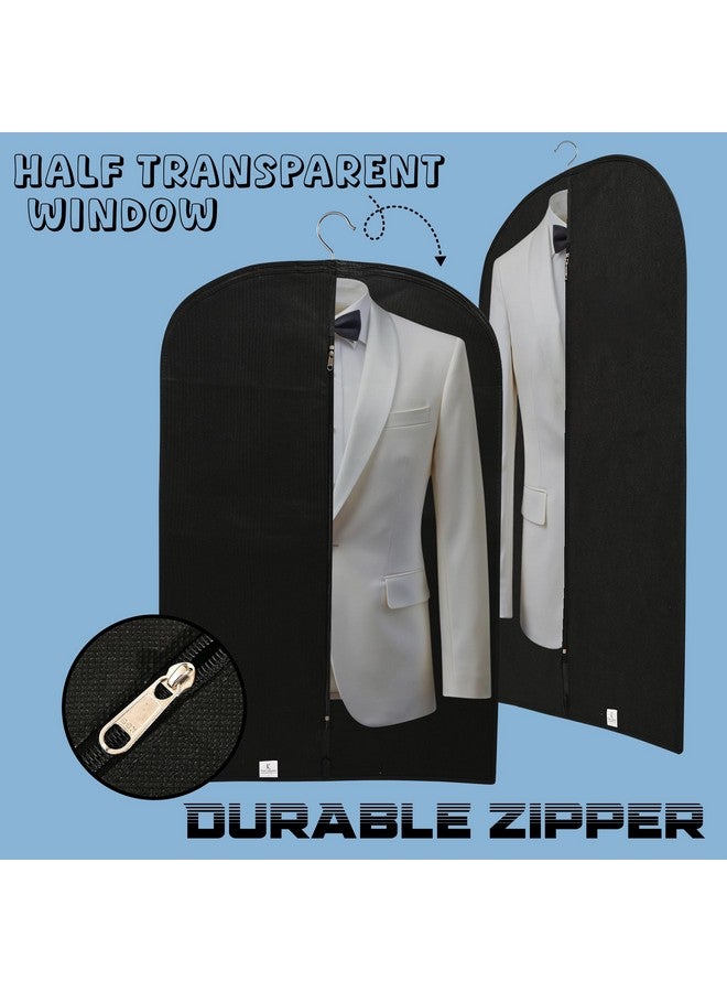 Kuber Industries Kuber Industries Pack of 6 Coat Covers | Blazer Cover for Men | Jacket Covers with Zip | Dustproof Storage Bag | Half Transparent Suit Bag | Black - Image 4
