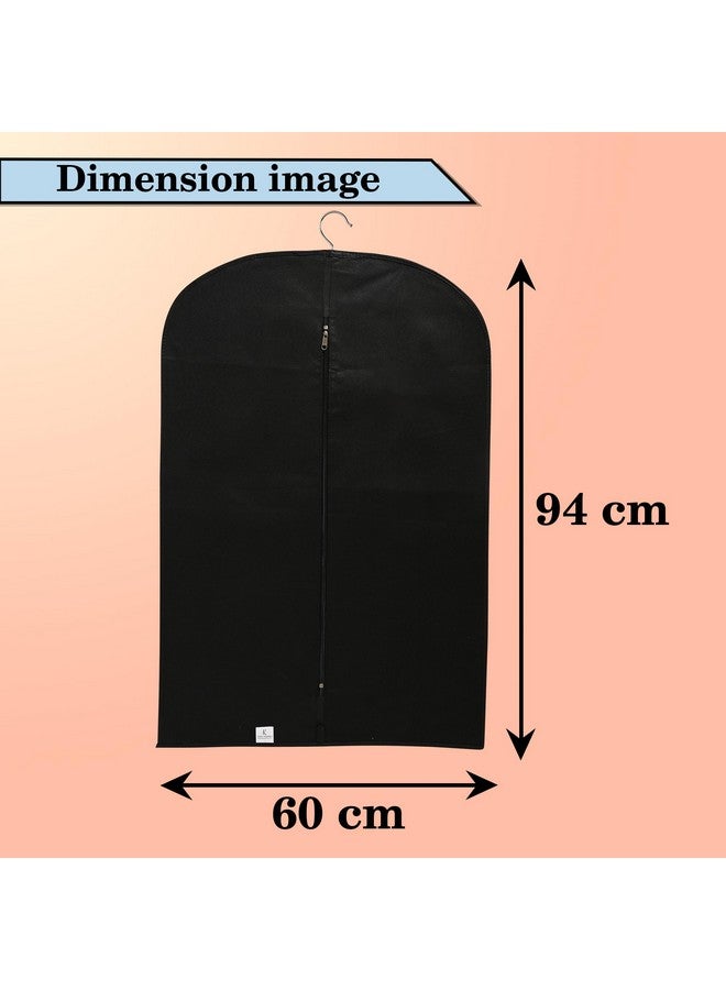 Kuber Industries Kuber Industries Pack of 6 Coat Covers | Blazer Cover for Men | Jacket Covers with Zip | Dustproof Storage Bag | Half Transparent Suit Bag | Black - Image 3