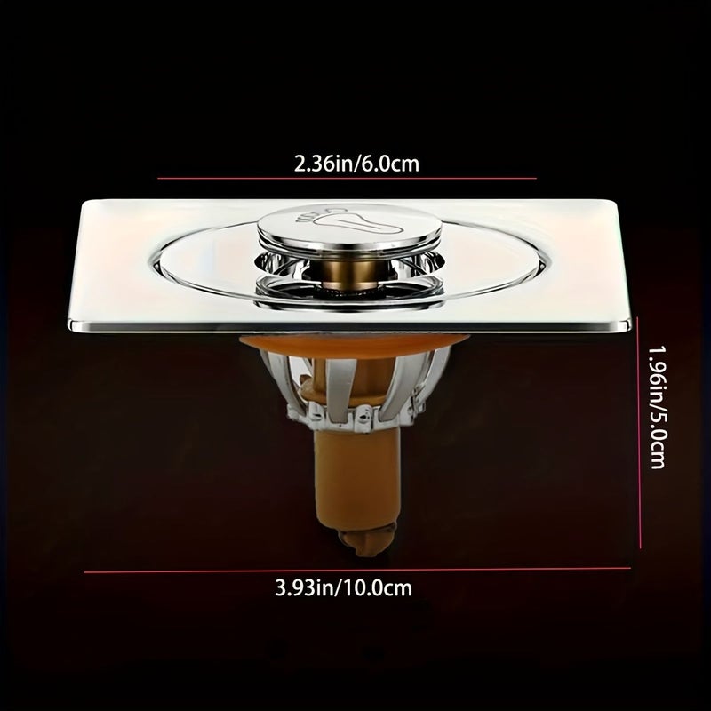 5 Pieces Stainless Steel Foot Pedal Floor Drain Cover Bathroom Anti Odor Insect Proof Bounce Core Sealing Cover Easy Press Sealing Drain Plug For Kitchens And Bathrooms - Image 3