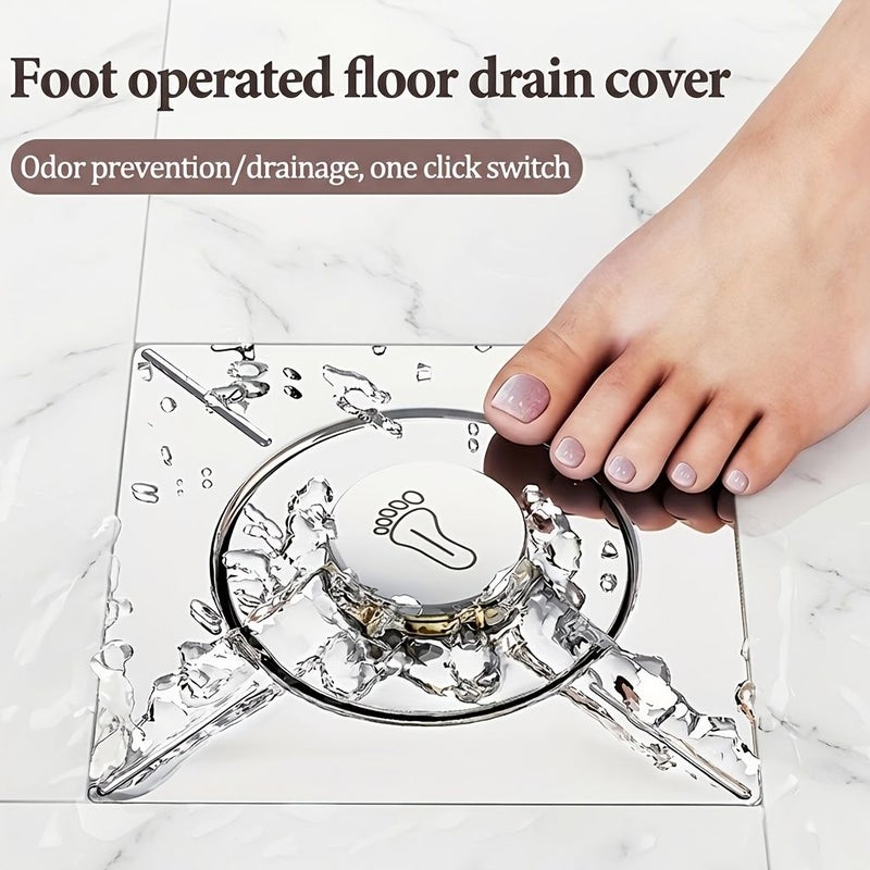 5 Pieces Stainless Steel Foot Pedal Floor Drain Cover Bathroom Anti Odor Insect Proof Bounce Core Sealing Cover Easy Press Sealing Drain Plug For Kitchens And Bathrooms - Image 1