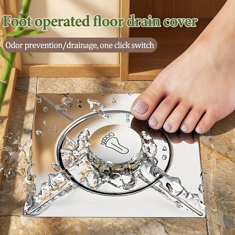 5 Pieces Stainless Steel Foot Pedal Floor Drain Cover Bathroom Anti Odor Insect Proof Bounce Core Sealing Cover Easy Press Sealing Drain Plug For Kitchens And Bathrooms - Image 2