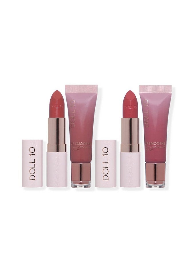 DOLL 10 NO. Doll 10 Quench & Restore Lip Smoothie Collection 4 Piece Nourishing Superfood Color Coordinating Lipstick & Gloss Kit - Image 1