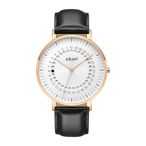 a.b.art Men’s Watch, Swiss Parts Ronda Quartz Movement, Sapphire Crystal, Black Leather Strap, Ultra-Thin Design, Business & Casual Style, 41mm White Dial, FD41-000-1L - Image 1