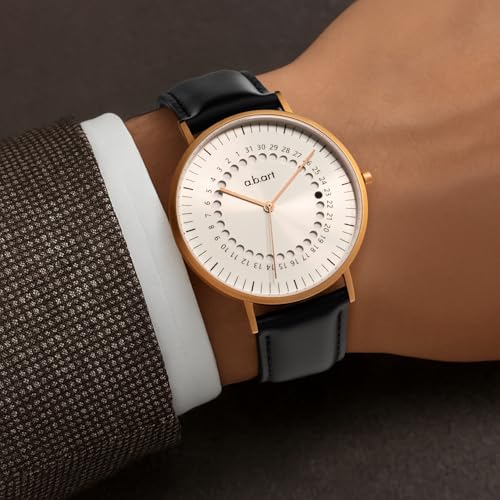 a.b.art Men’s Watch, Swiss Parts Ronda Quartz Movement, Sapphire Crystal, Black Leather Strap, Ultra-Thin Design, Business & Casual Style, 41mm White Dial, FD41-000-1L - Image 5