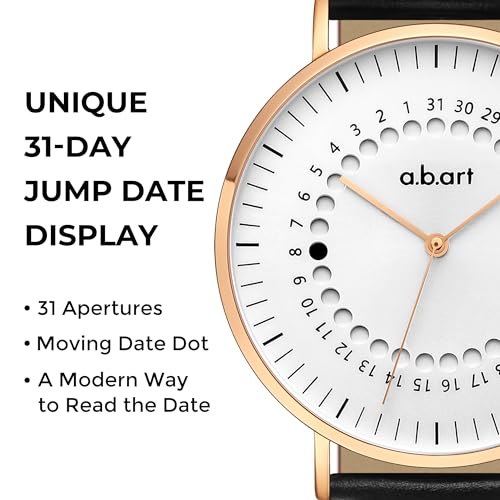 a.b.art Men’s Watch, Swiss Parts Ronda Quartz Movement, Sapphire Crystal, Black Leather Strap, Ultra-Thin Design, Business & Casual Style, 41mm White Dial, FD41-000-1L - Image 2