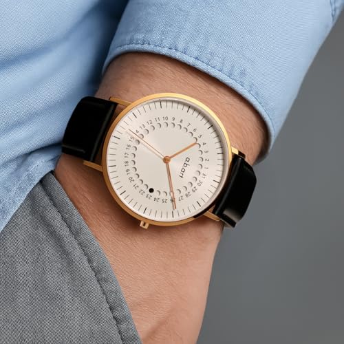 a.b.art Men’s Watch, Swiss Parts Ronda Quartz Movement, Sapphire Crystal, Black Leather Strap, Ultra-Thin Design, Business & Casual Style, 41mm White Dial, FD41-000-1L - Image 4