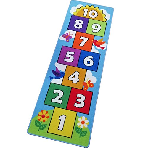 Dafina Specialties Hop and Count Hopscotch Rug, Kids Floor Play Area Rug Game Carpet Crawl Jump Mat, Children Numbers Learning Non-Slip Rug, Great for Ages 3 to 7 Boys Girls, Home Decor, 26''x55'' - Image 1